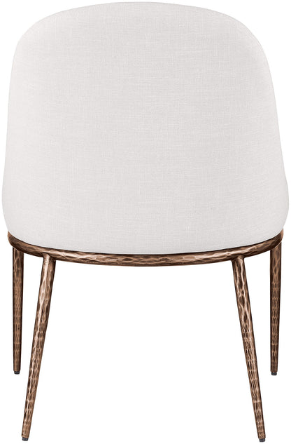 Ferro - Linen Textured Performance Fabric Upholstered Dining Side Chair - Cream / Brushed Bronze