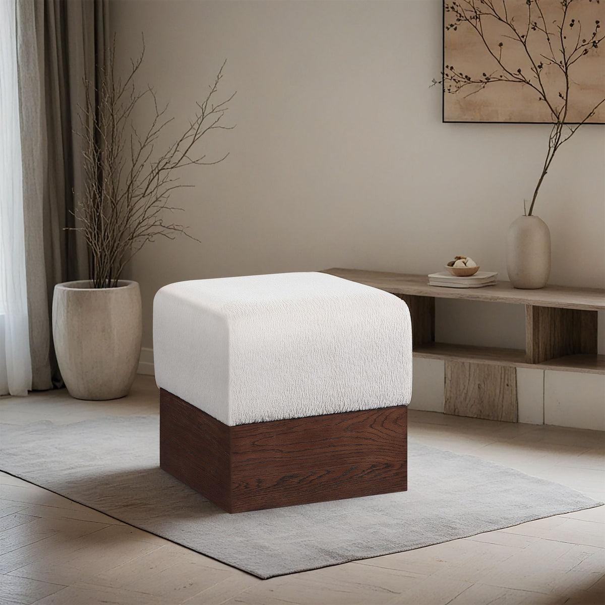 Havre - Ottoman / Stool With Brown Base