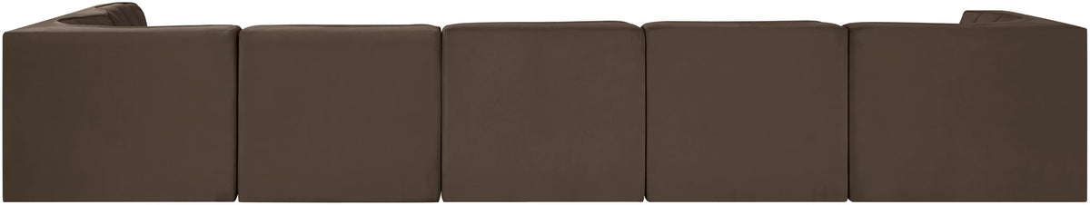 Rummi - Velvet Performance Fabric Upholstered 6 Piece Modular Sectional, L-Shaped (Right)