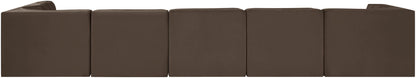 Rummi - Velvet Performance Fabric Upholstered 6 Piece Modular Sectional, L-Shaped (Right)