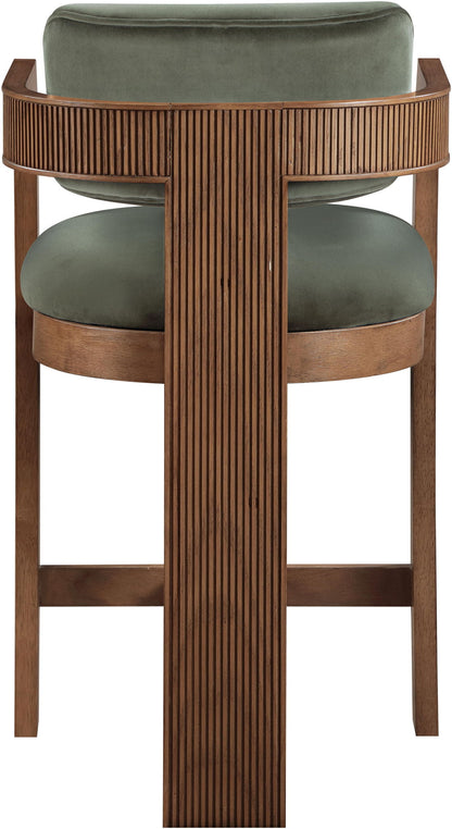 Sacha - Velvet Stool With Brown Base