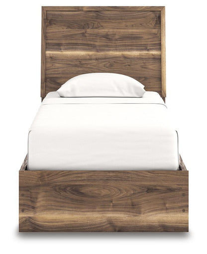 Chirason - 3 Pc. - Twin Panel Bed With Storage, Dresser And Mirror - Brown