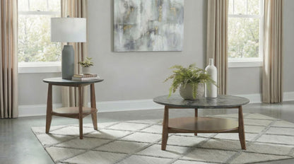 Bradley 2-Piece Round SmartTop Coffee Table Set Smokey Grey and Brown