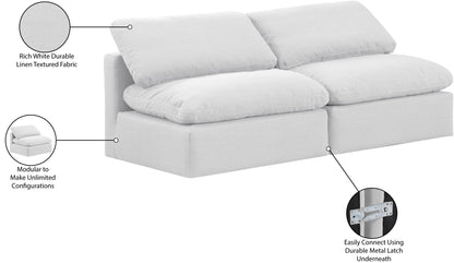 Indulge - Linen 2 Piece Modular Armless Sofa - White