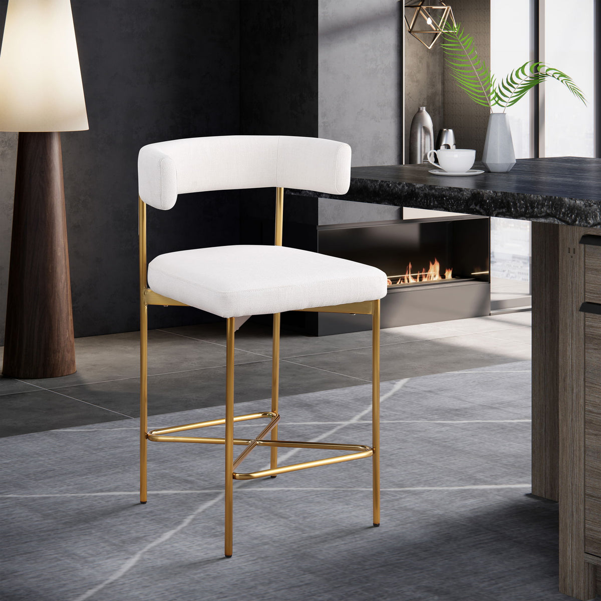 Rivage - Durable Stool With Gold Frame (Set of 2)