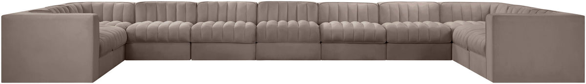 Rummi - Velvet Performance Fabric Upholstered 11 Piece Modular Sectional
