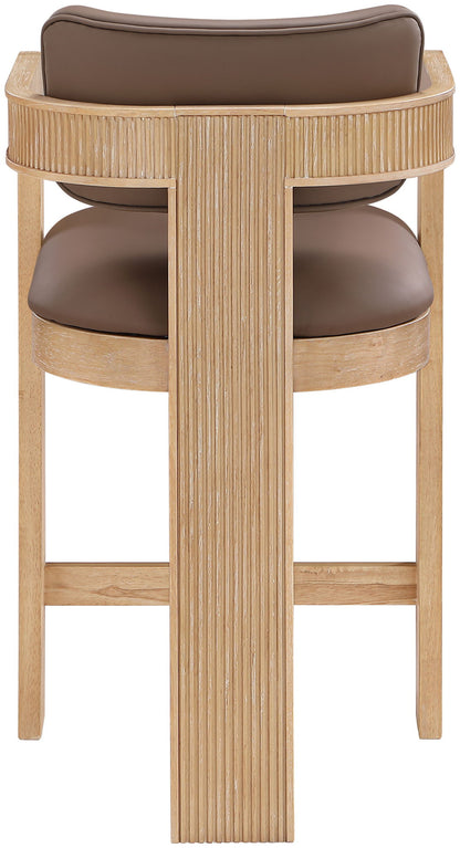 Sacha - Vegan Leather Upholstered Counter Stool With Natural Base