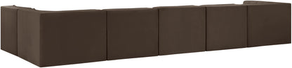 Rummi - Velvet Performance Fabric Upholstered 6 Piece Modular Sectional, L-Shaped (Right)