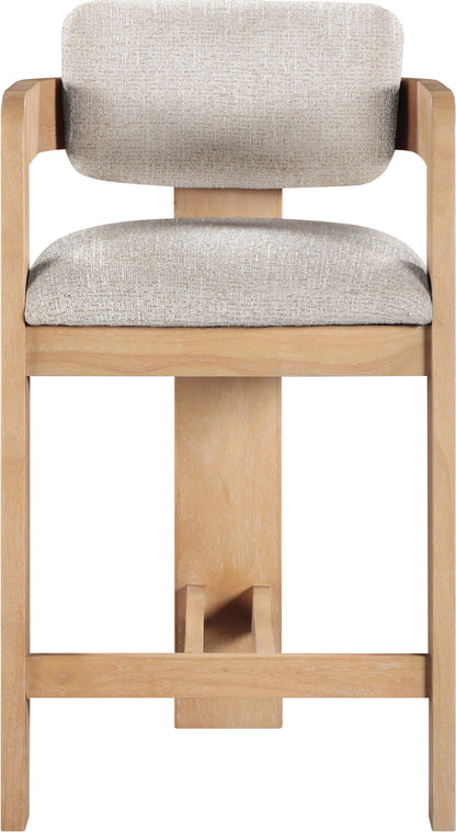 Sacha - Linen Stool With Natural Base