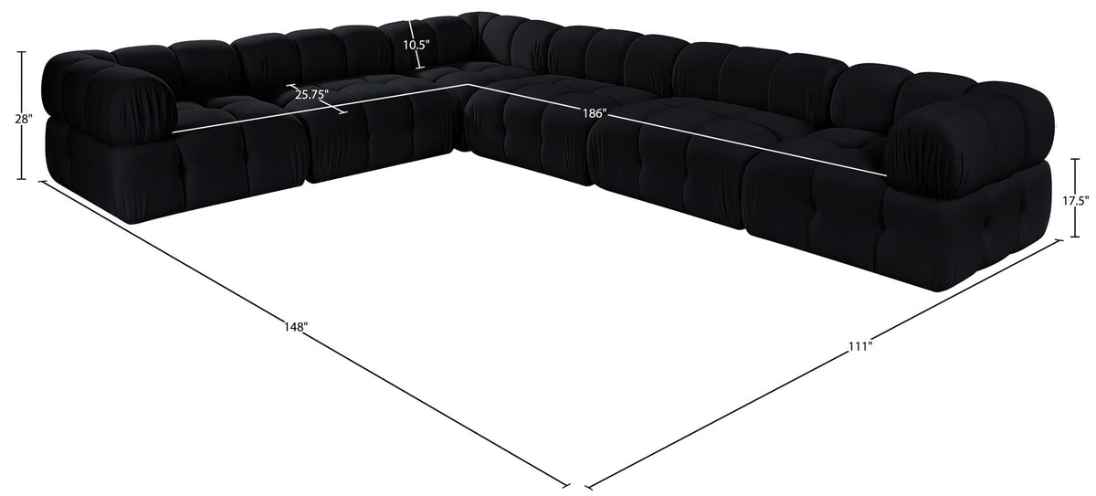 Orin - L-Shaped Velvet 6 Piece Modular Sectional