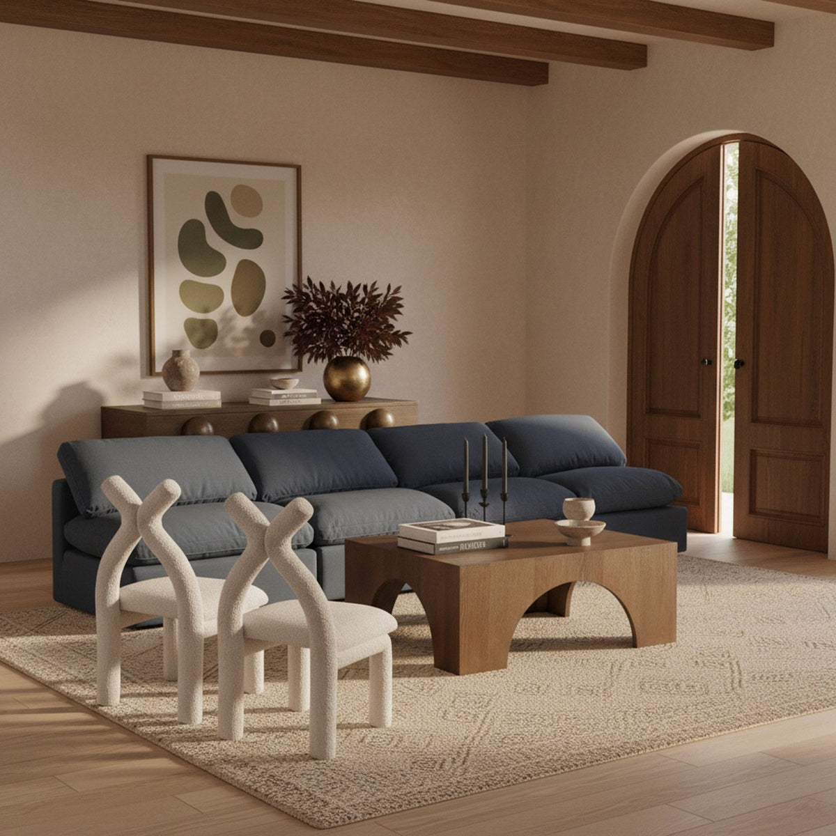 Indulge - Linen 4 Seat Modular Armless Sofa