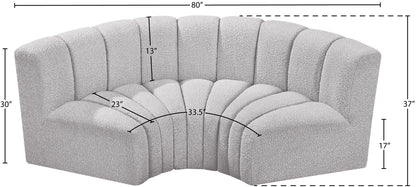 Arc - Boucle Fabric 3 Piece Modular U-Shaped Sofa