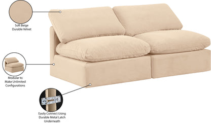 Indulge - Velvet 2 Seat Modular Armless Sofa