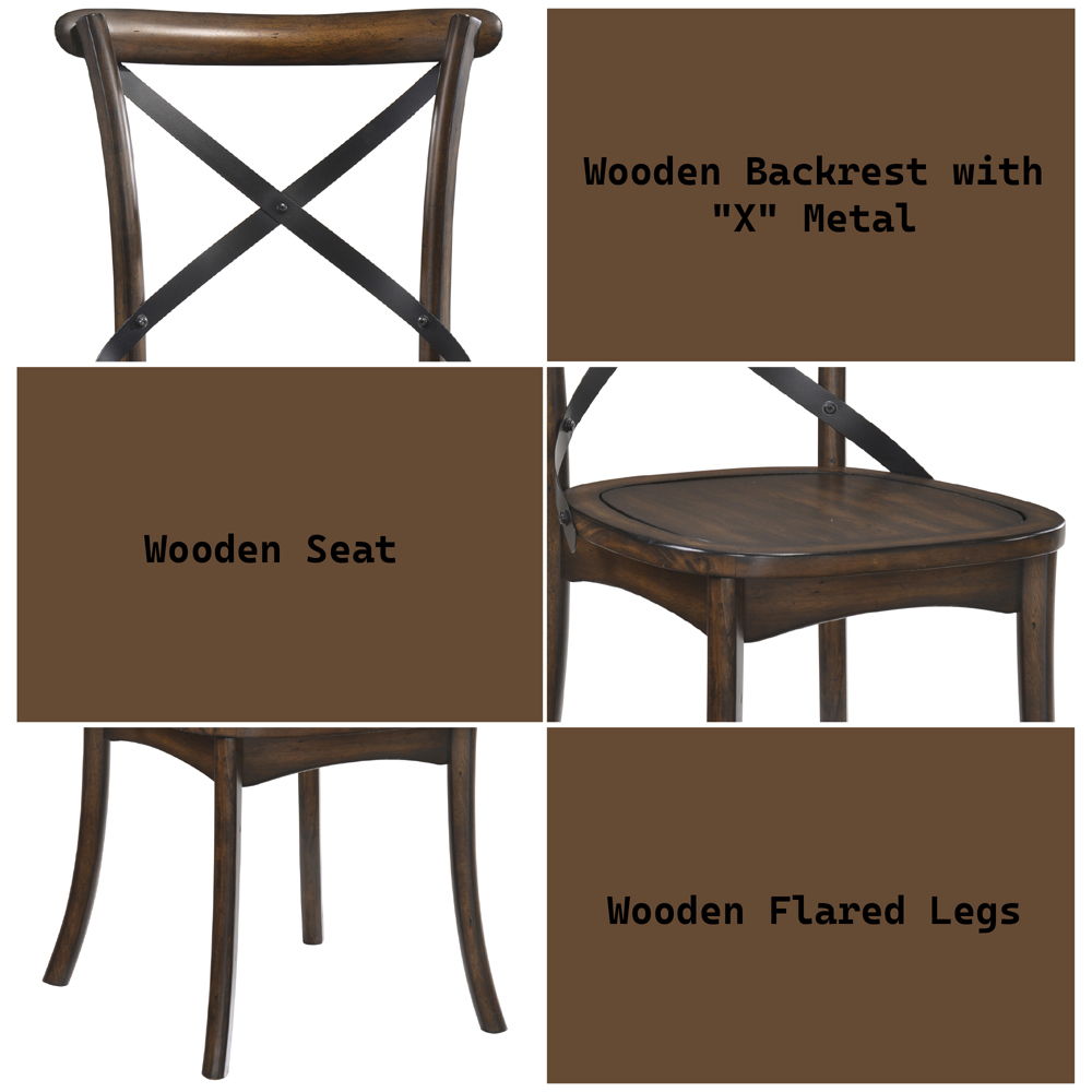Kaelyn - Side Chair (Set of 2) - Dark Oak & Black Metal