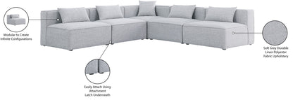 Cube - Linen 5 Piece Modular Corner Armless Sectional