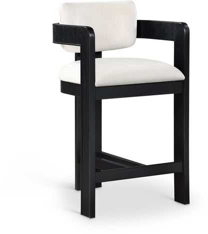 Sacha - Velvet Stool With Black Base
