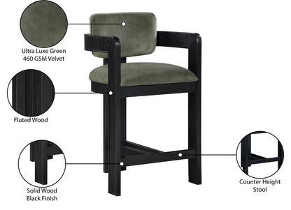 Sacha - Velvet Stool With Black Base