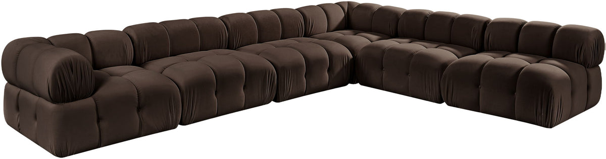 Orin - Velvet 6 Piece Modular L-Shaped Sectional