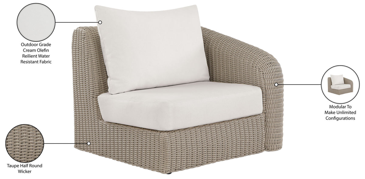 Seacrest - Olefin Water Resistant Fabric And Wicker Outdoor Patio Right Arm Chair