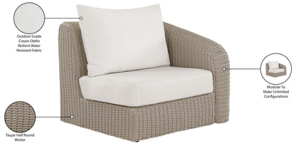Seacrest - Olefin Water Resistant Fabric And Wicker Outdoor Patio Right Arm Chair