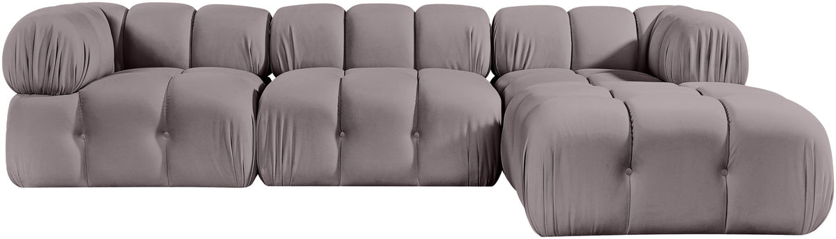 Orin - Velvet 4 Piece Modular Sectional With Chaise