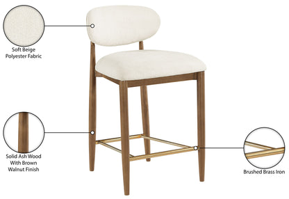 Riccio - Fabric Stool - Walnut Frame