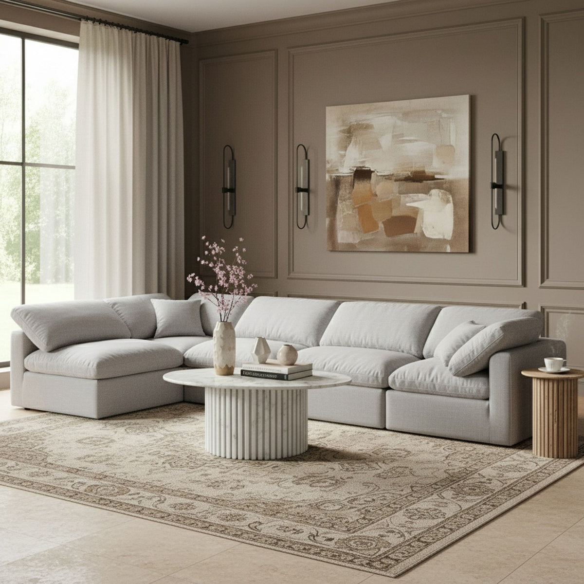 Indulge - Linen 5 Piece Modular Sectional