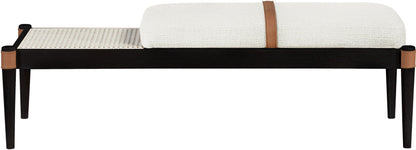 Nara - Linen Textured Fabric Upholstered Bench - Painted Black