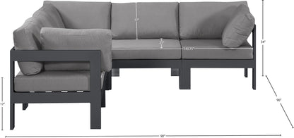 Nizuc - Outdoor Patio 5 Piece Modular Sectional With Gray Frame