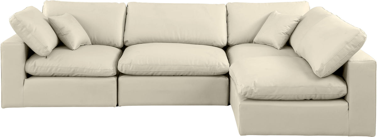 Comfy - 4 Piece Faux Leather Modular Armless Sectional