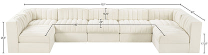 Rummi - Velvet Performance Fabric Upholstered 7 Piece Modular Sectional (With 2 Corner Chairs)