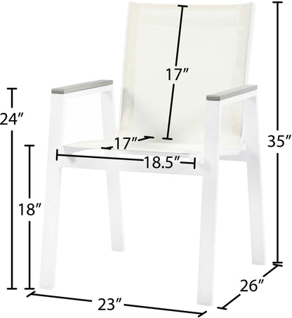 Nizuc - Outdoor Patio Dining Arm Chair With White Frame And Gray Arms (Set of 2)