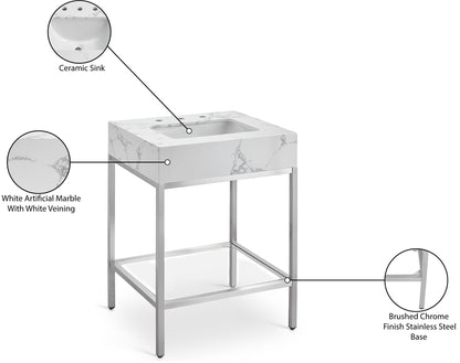 Marmo - Engineered Marble Bathroom Vanity With Chrome Base