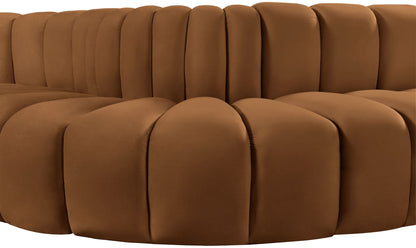 Arc - Velvet 5 Piece Modular Sofa - Saddle