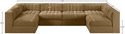 Rummi - Armless Velvet Performance Fabric Upholstered 6 Piece Modular Sectional