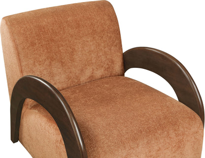 Neria - Chenille Fabric Upholstered Swivel Accent Chair - Painted Brown Base