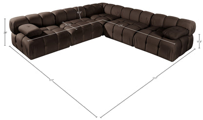 Orin - Velvet Fabric 5 Piece Modular Sectional