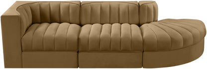 Rummi - Velvet Performance Fabric Upholstered 3 Piece Modular Sectional