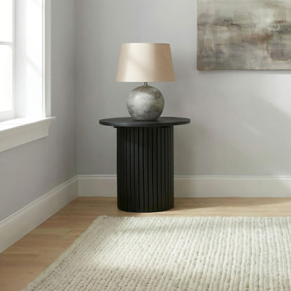 Hamlyn Round Fluted Occasional Side End Table Black