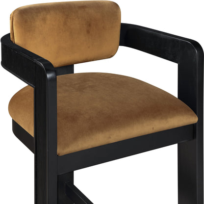 Sacha - Velvet Stool With Black Base