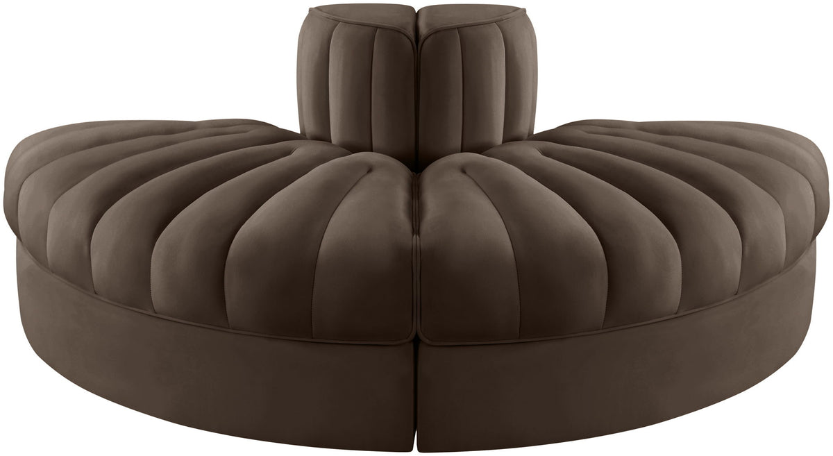 Rummi - Velvet Performance Fabric Upholstered 2 Piece Rounded Modular Loveseat