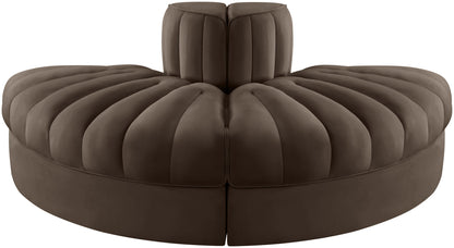 Rummi - Velvet Performance Fabric Upholstered 2 Piece Rounded Modular Loveseat