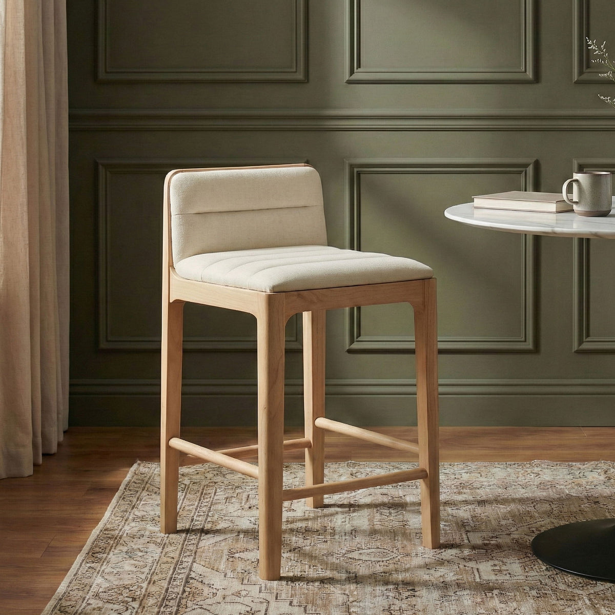 Ellis - Vegan Leather Upholstered Counter Stool (Set of 2) - Natural Base
