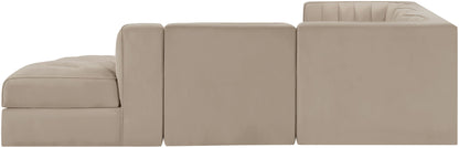 Rummi - Velvet Performance Fabric Upholstered 5 Piece Modular Sectional
