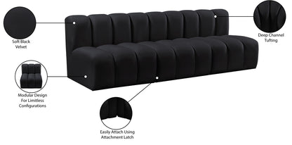 Arc - Velvet 3 Piece Modular Straight Sofa