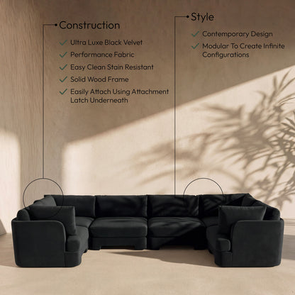 Hammond - Velvet Performance Fabric Upholstered 6 Piece U-Shaped Sectional