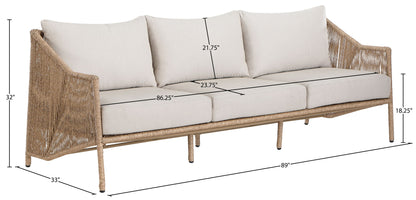 Coastline - Olefin Water Resistant Fabric And Wicker Outdoor Patio Sofa - Beige