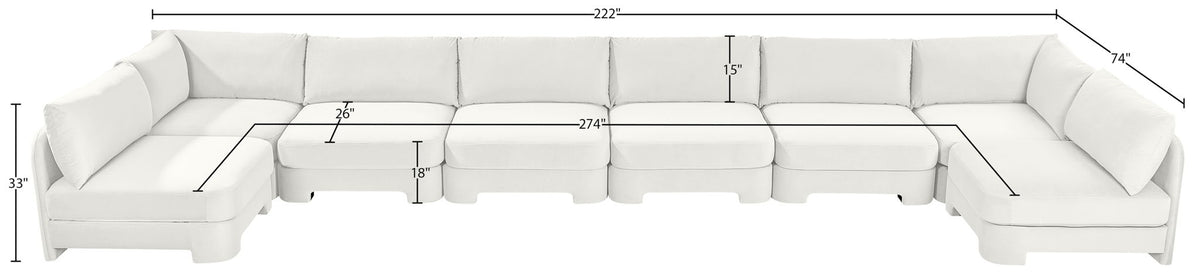 Hammond - Velvet Performance Fabric Upholstered 8 Piece U-Shaped Armless Sectional - Beige