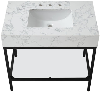 Marmo - Engineered Marble Bathroom Vanity With Black Base