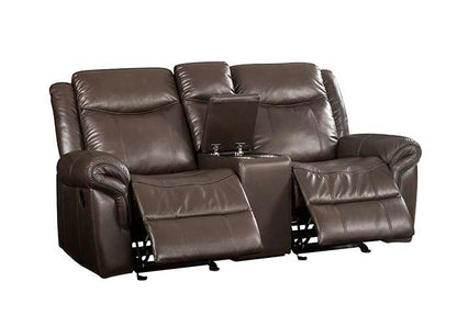 Lydia - Motion Loveseat With USB & Console - Brown Leather Aire